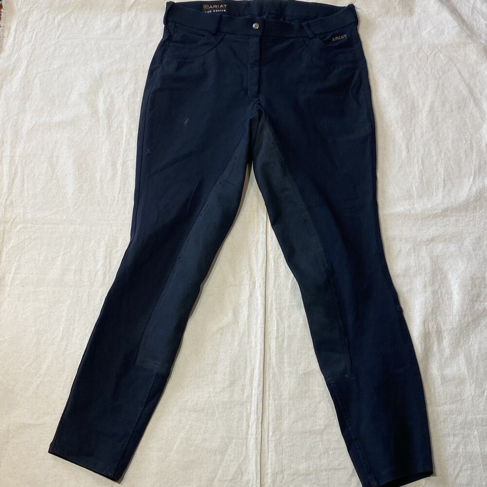 Ariat Pro Series Riding Breechs Black Equestrian Pants Size 36 Pulled Stitches
